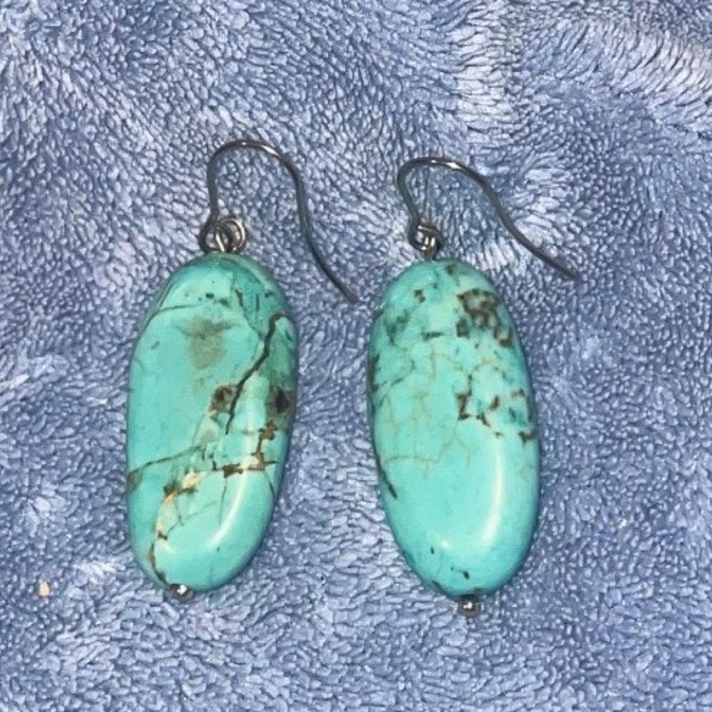 Handmade GENUINE Turquoise Earrings - 2 pair!